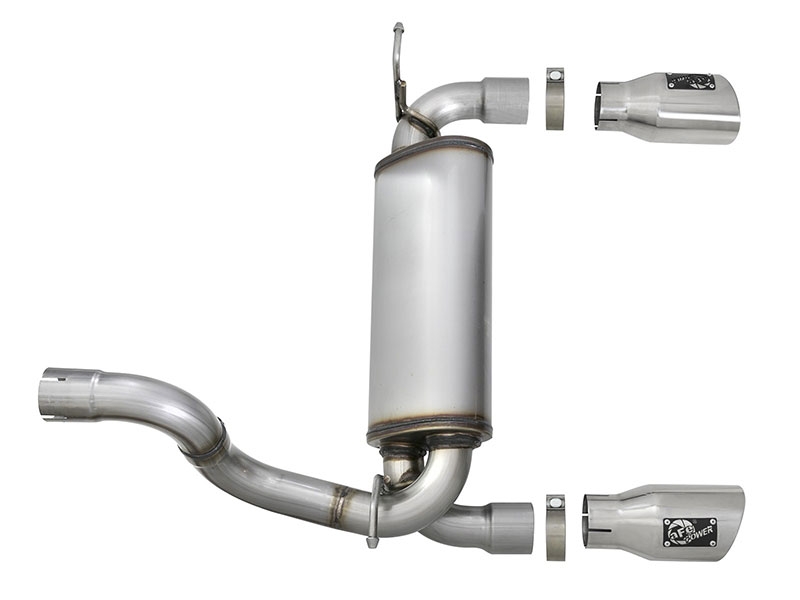 aFe Power Rebel Series 2.5&quot; 409 Stainless Steel Axle-Back Exhaust System - Jeep Wrangler JL V6-3.6L (2018-2022)
