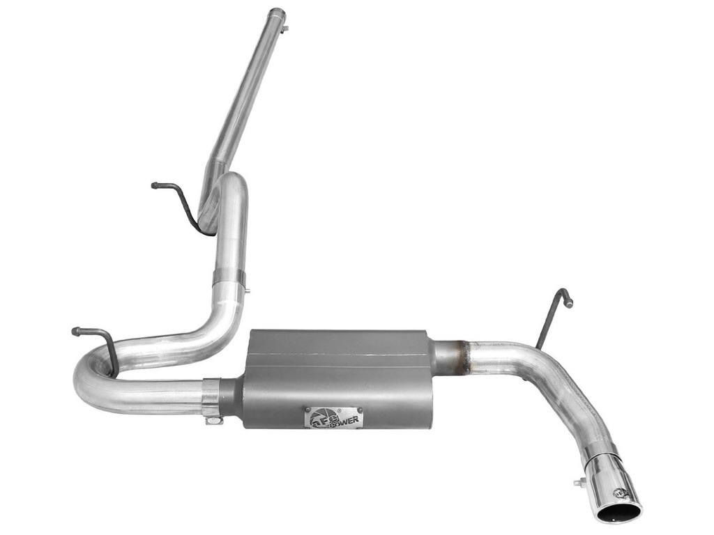 aFe Power Scorpion 2.5&quot; Aluminized Cat-Back Exhaust System with Polished Tip - Jeep Wrangler JK 4-Door V6-3.8/3.6L