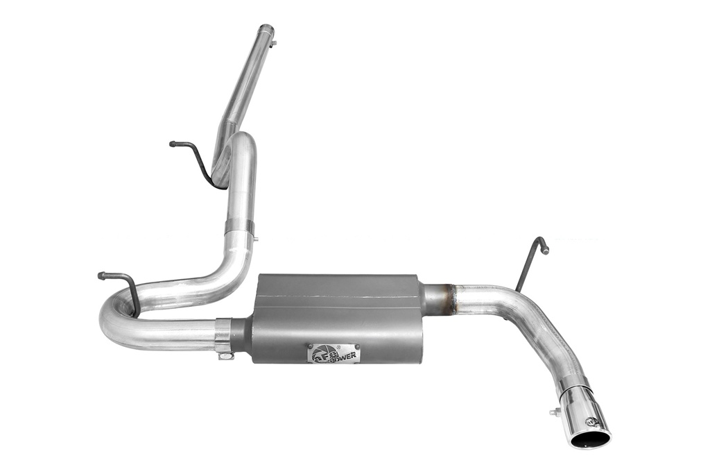 aFe Power Scorpion 2.5&quot; Cat-Back Aluminized Exhaust System with Polished Tips - Jeep Wrangler JK 2-Door V6-3.6L/3.8L