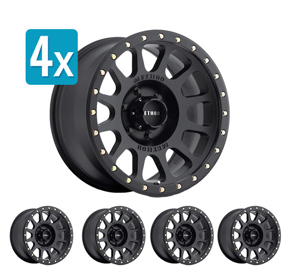 (Set of 4 Wheels) Method Race Wheels NV, 18x9 with 6 on 135 Bolt Pattern - Matte Black - Ford F-150 (2004-2022) / SVT Raptor (2010-2022)