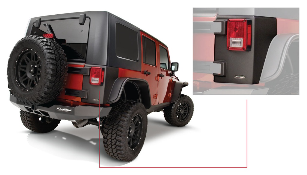 [14010] Bushwacker Trail Armor Rear Corners Guards - Jeep Wrangler Unlimited JK 4-Door