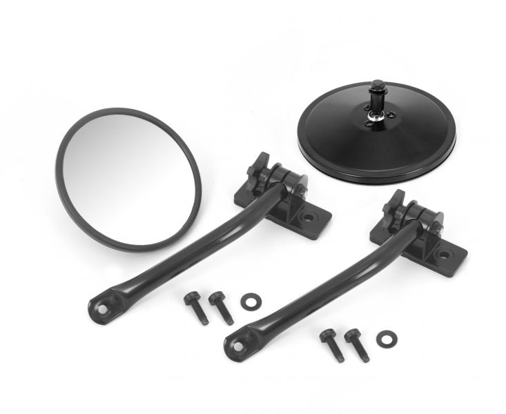 Rugged Ridge Round Quick Mirror in Black ( Pair ) - Jeep Wrangler JK